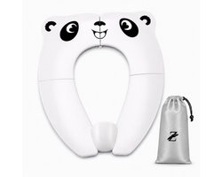 ZoeZo Panda Toiletverkleiner Opvouwbaar - Toiletbril voor Kinderen - Toilettrainer - Toilet zitje - WC Trainer met Opbergtasje - Wit