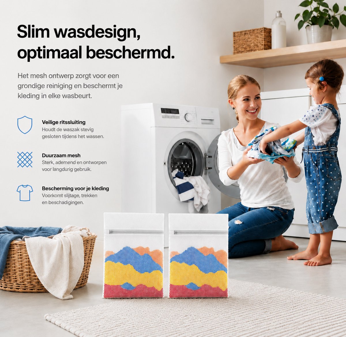 BOTC Waszakken - 60x90cm Waszak Groot - 1 Set van 2 - Bescherm je Wasgoed en Wasmachine - Wit — afbeelding 6