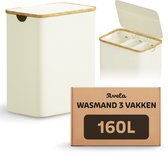 Avela Wasmand 3 vakken met deksel - 160L - Beige - Wassorteerder