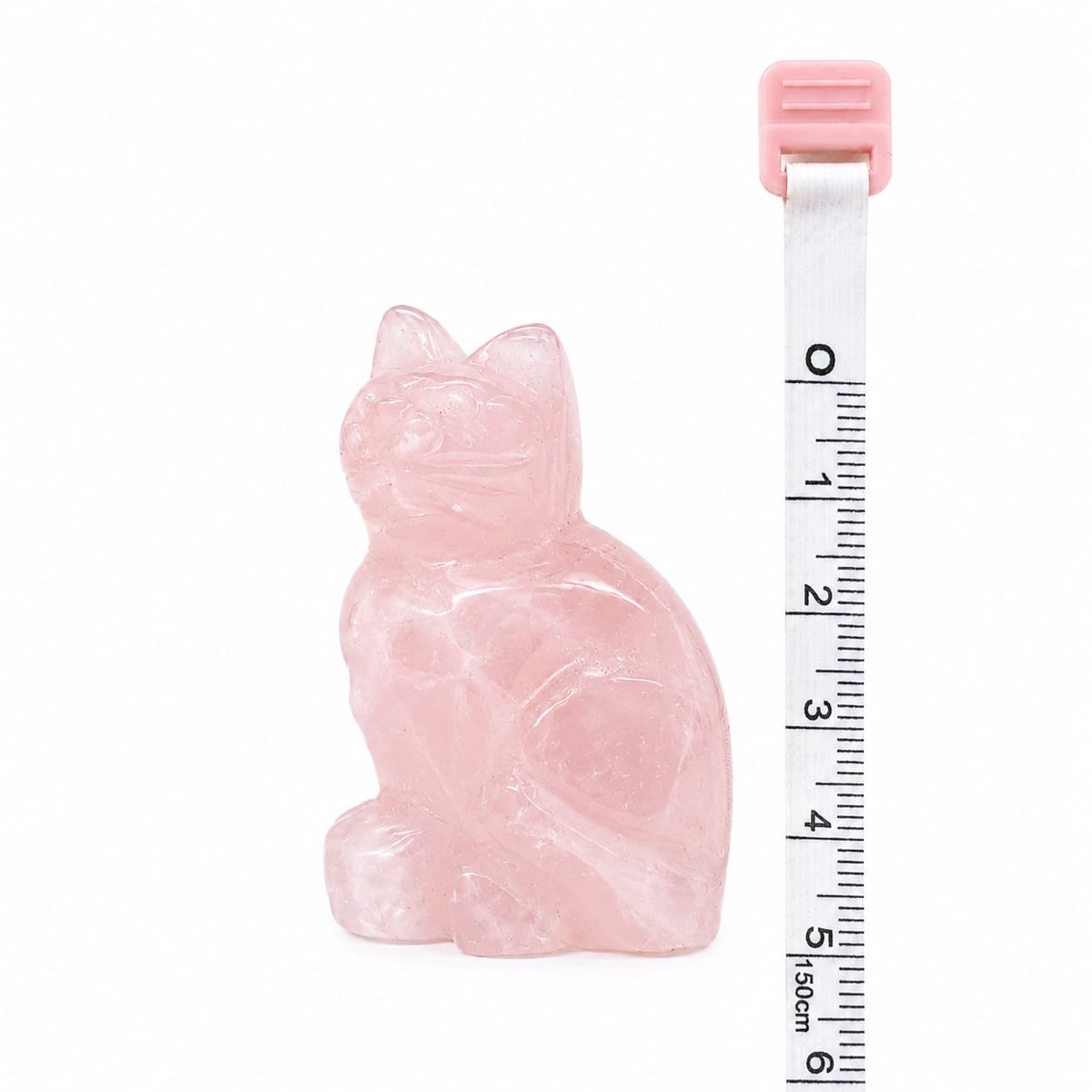 Edelsteen Carving Kat- Rozenkwars met Intuïtiekaart