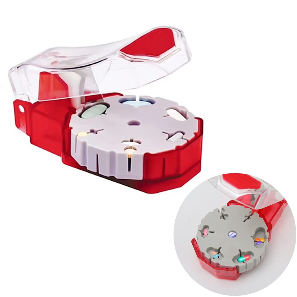 Dailygoody - Perfect Pill Cutter - Pillensnijder - Eenvoudig en comfortabel - Grijs en rood - Voor vitaminen en medicijnen - Ideaal voor dagelijk