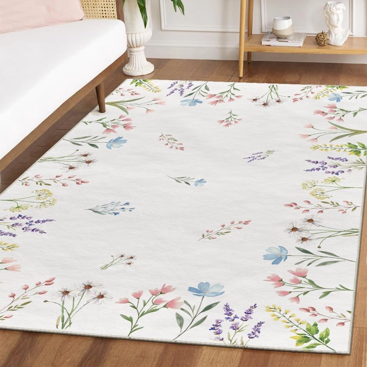 Dailygoody - Bladeren Planten Tapijt - Antislip Onderkant - Beige - Feestelijke Woonkamer Decoratie - Duurzaam en Vlekbestendig - Voor Binnen en