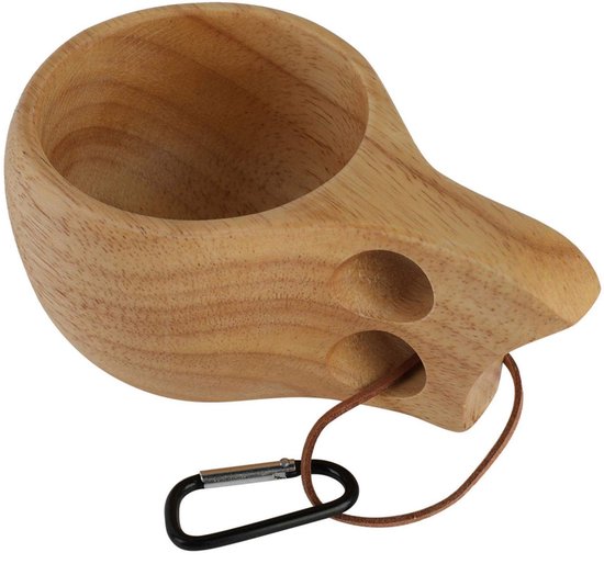 Allecto - Handgemaakte Finse Kuksa - Dubbele Gat Koffiemok - Bruin - Gepersonaliseerd - Ideaal voor Buiten Drinken - Ergonomisch Design van Merkloos — afbeelding 2