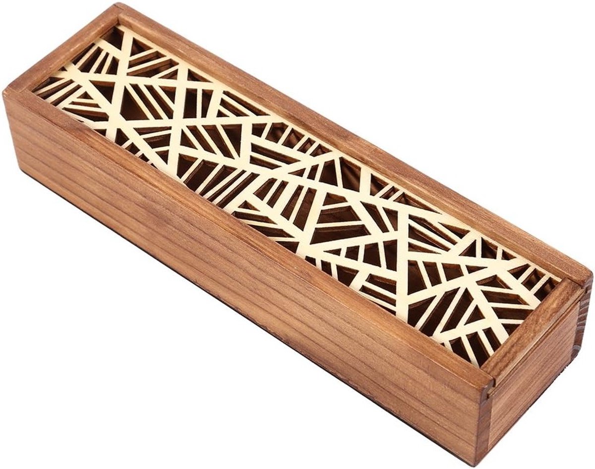 Houten Pennendoos met Holle Penhouder - Desk Organizer voor Studenten en Kantoor, Perfect Cadeau voor Schoolgebruik