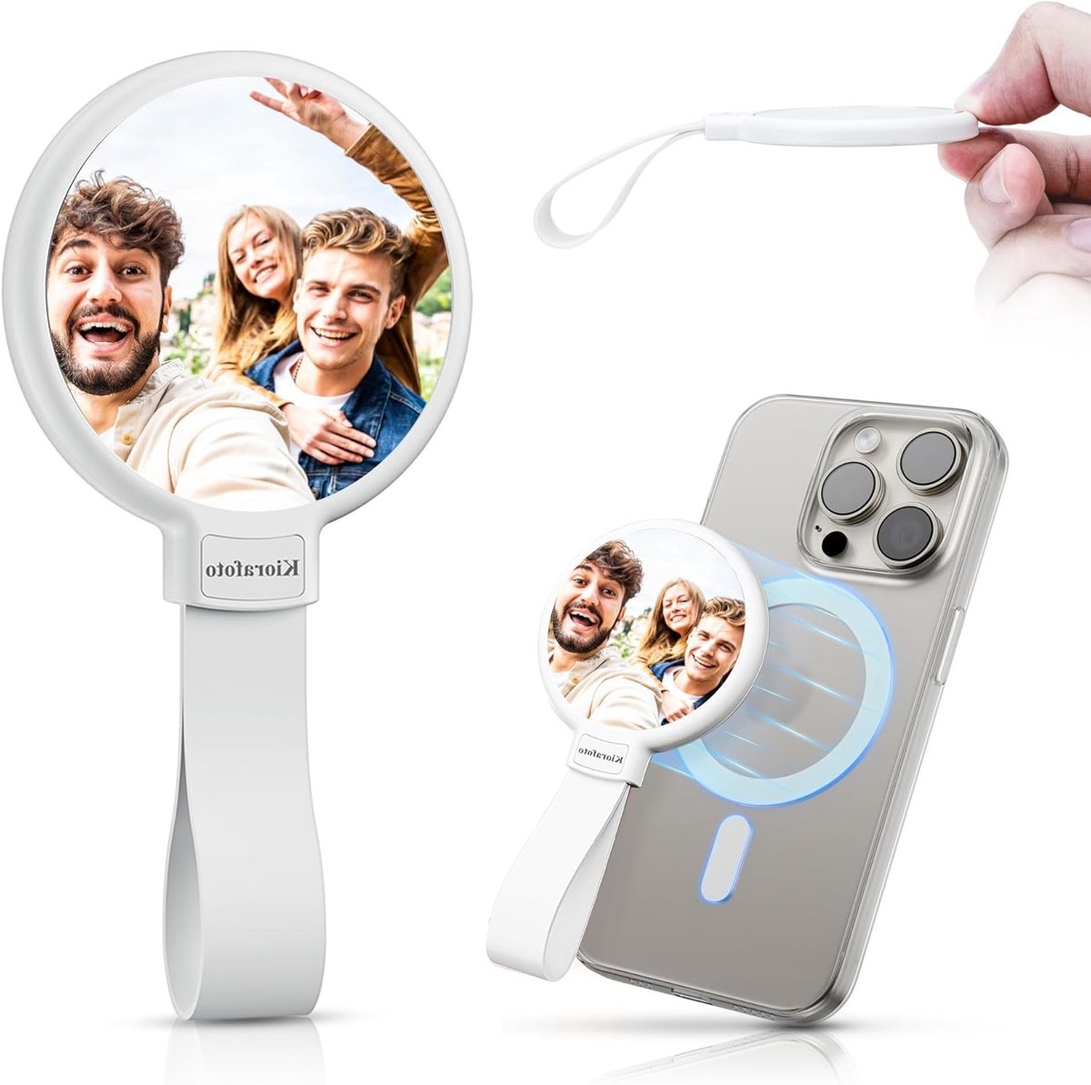 Magnetische Telefoon Spiegel voor Smartphone - Wit, Handig voor Make-up en Zelfportretten