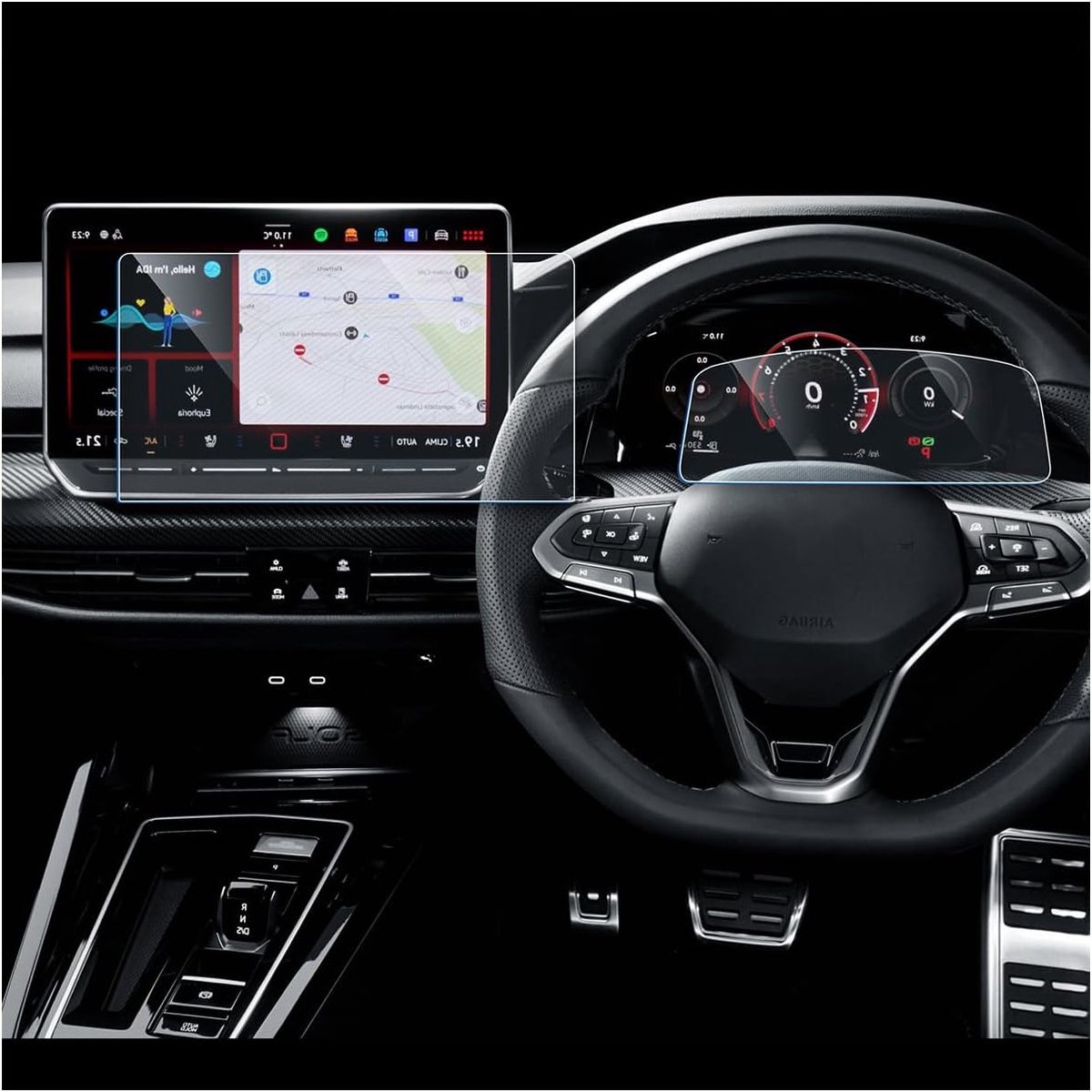 Beschermfolie 9H voor Navigatiescherm en Digitale Cockpit van Golf 8.5 GTI/GTE/GTD/R/Variant, Krasbestendig en Duurzaam, Ideaal voor Bescherming van Displays