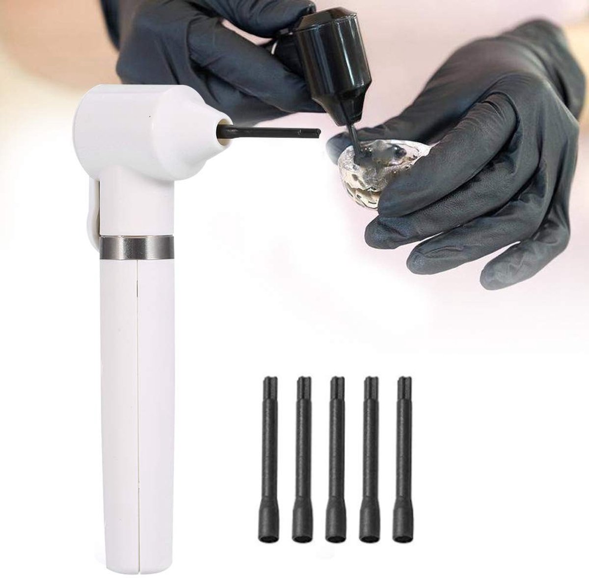 Dailygoody - Zwarte Elektrische Tattoo-Inkt Mixerset - Pigment Mixer - Inclusief 5 Roerstaafjes - Wit en Zwart - Perfect voor Tatoeages en Make-up - P