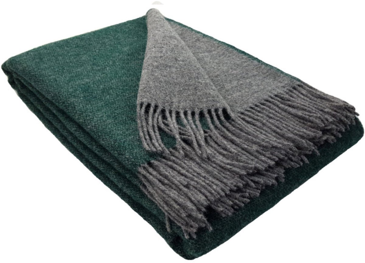 Plaids.shop® Wollen Plaid - VIENNA - Groen-Bruin (140x200cm) Duo