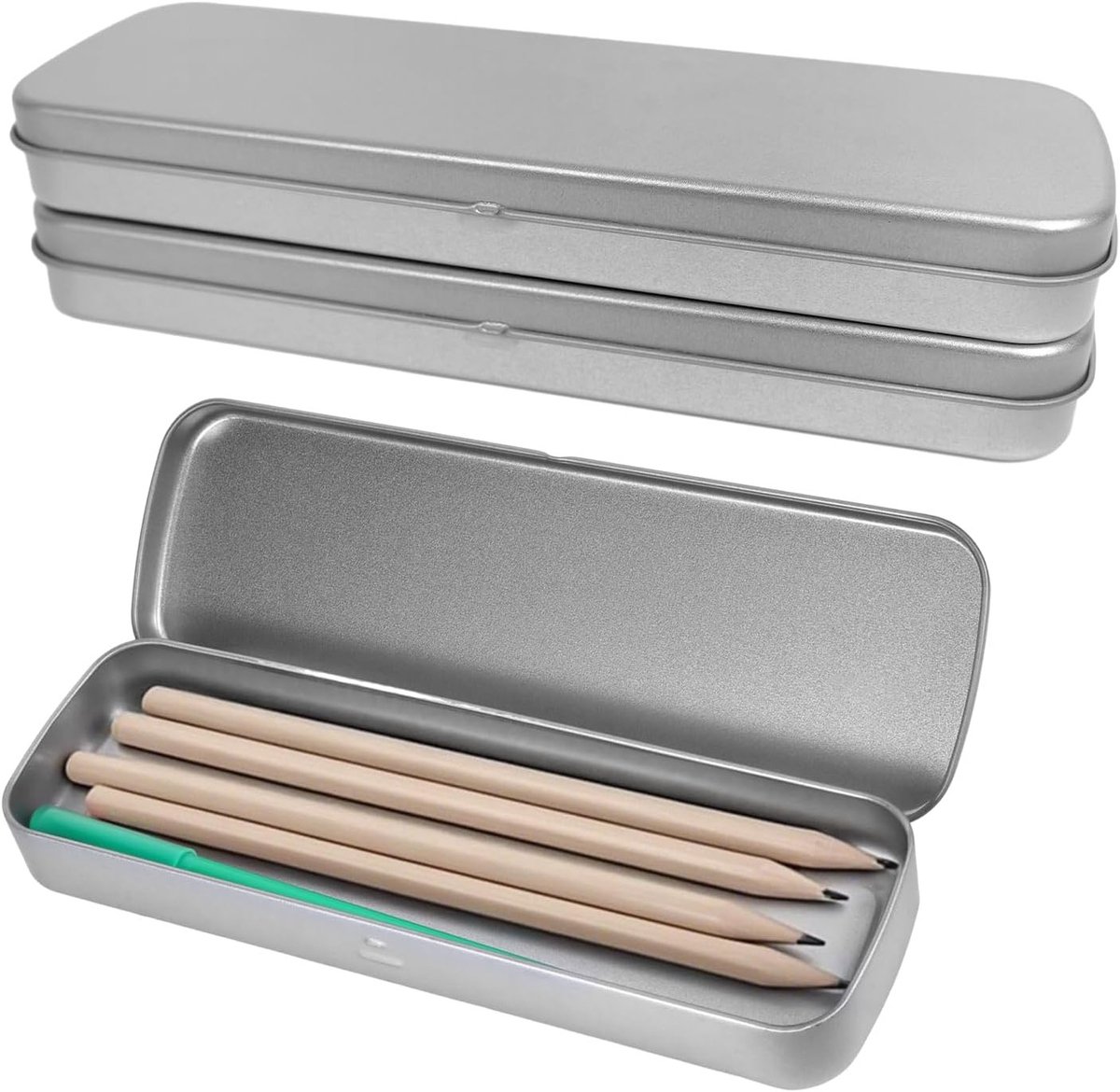 Set van 3 metalen pennenboxen, handige pennenorganiser en opbergdozen met deksel voor kantoor en thuis