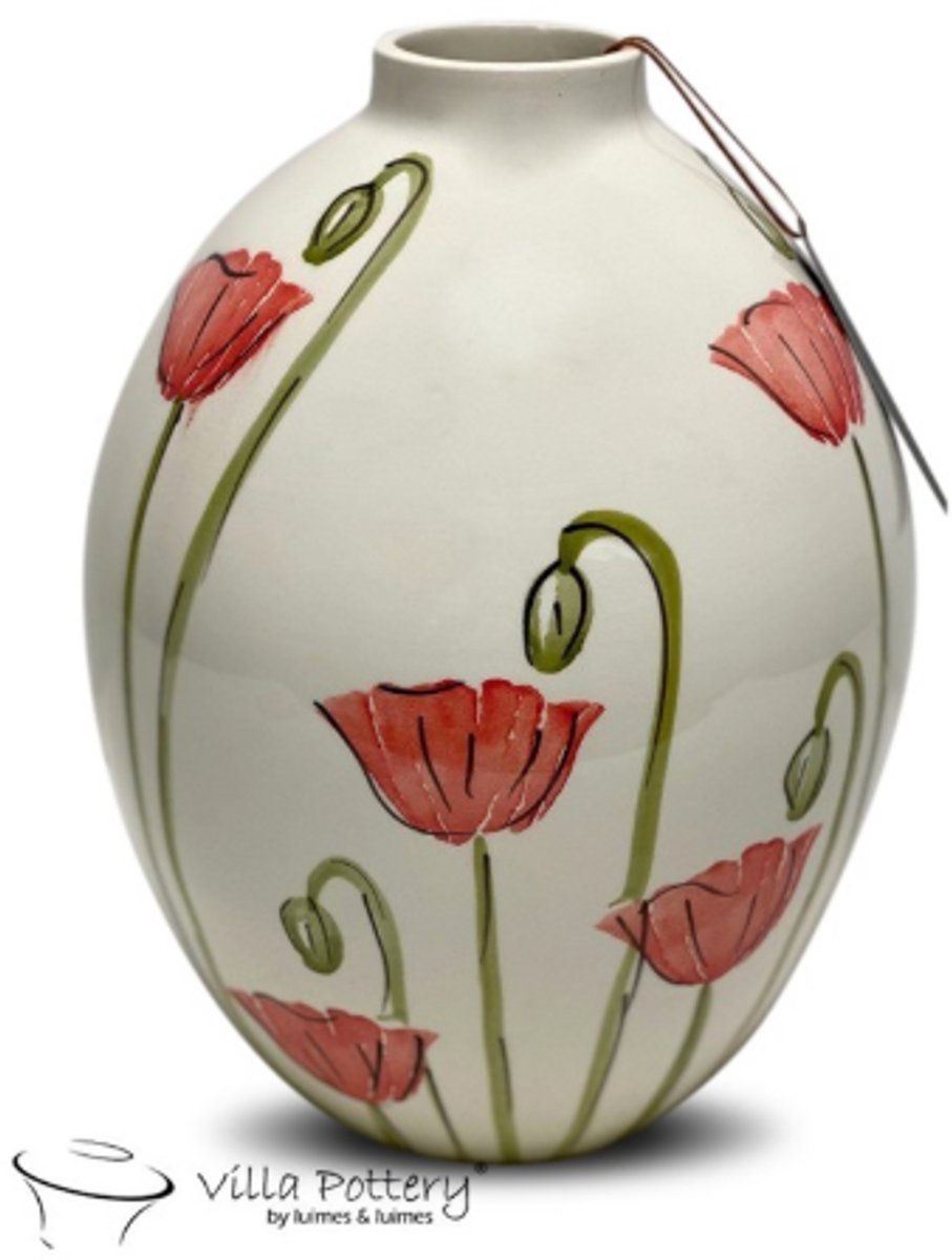Villa Pottery Vaas - Villa Pottery - Decoratie - Woondecoratie - Keramiek - Poppy 2 Red Rood