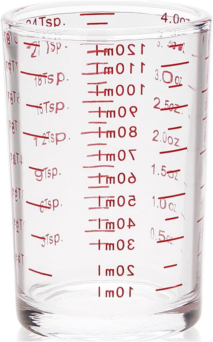 120 ml maatbeker en shotglas met schaal, ideaal voor cocktails, espresso en dranken op feesten