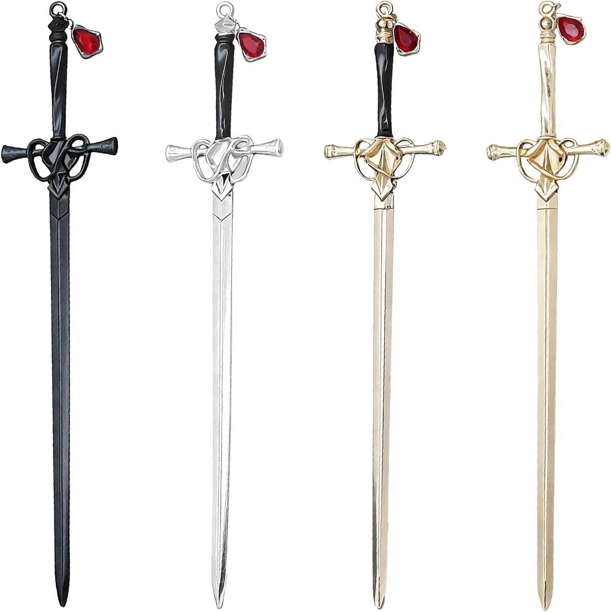 Elegante 4-delige Set van Metalen Briefopeners in Zwaardvorm - Ideaal voor Kantoor en Thuis, Perfect voor Enveloppen en Documenten, 20 cm Lang