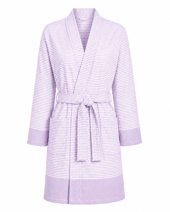 Badjas Dames Katoen - Kimono Badjas Dames - lichtgewicht hamam badjas sauna - Lila - Maat S/M