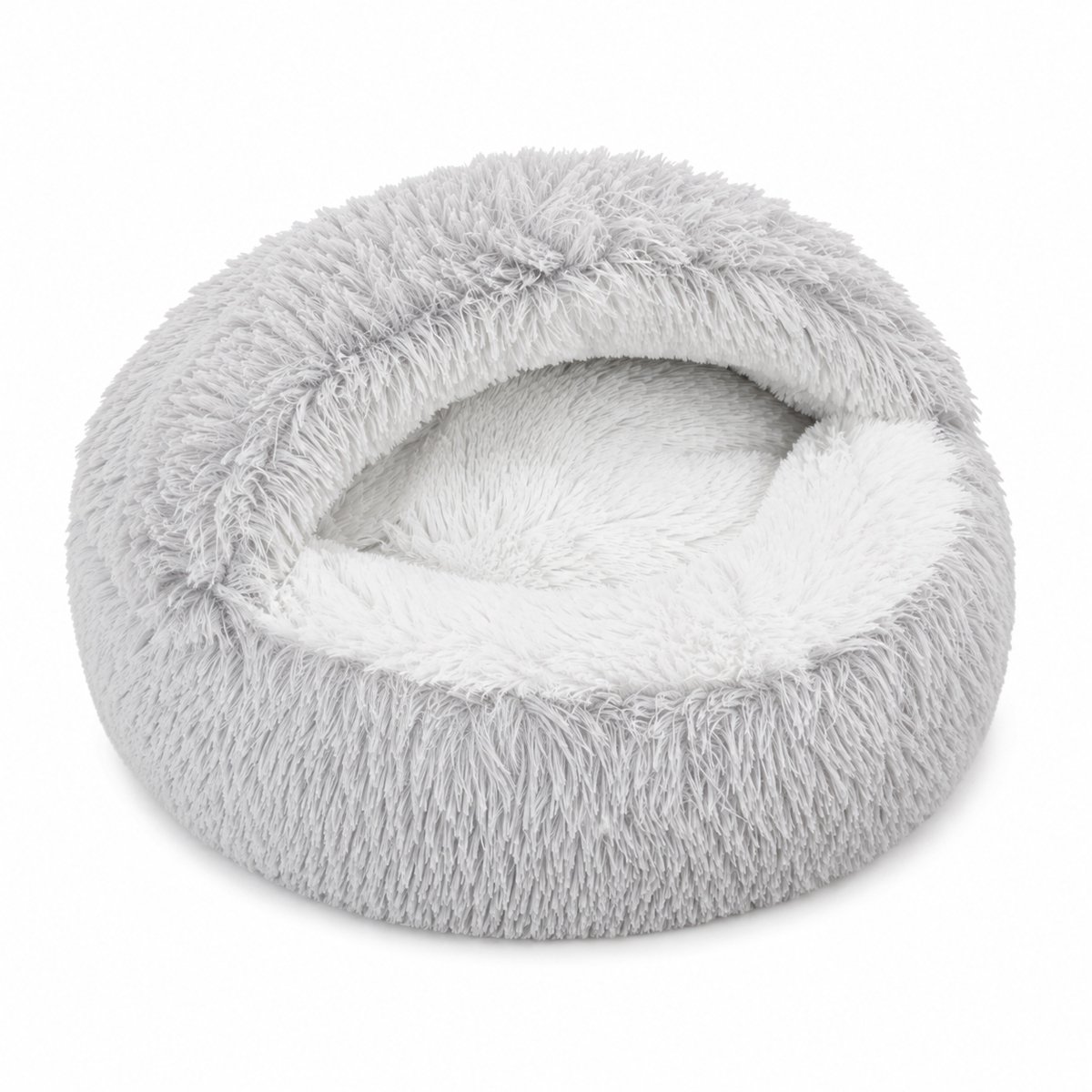 Kahil - Kattenmand Cave - 50 cm - Kalmerend Donut Grijs - Voor Katten En Kleine Honden