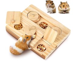 6-in-1 Speelgoed voor Hamsters en Cavia's, Houten Accessoires voor Dwerghamsters, Chinchilla's en Konijnen