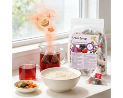 Pruimensiroop Kruidenthee - Donkere Pruim, Moerbei & Roselle - 30 Zakjes (300g) - Natuurlijke Fruitige Mix - Authentiek Bozhou
