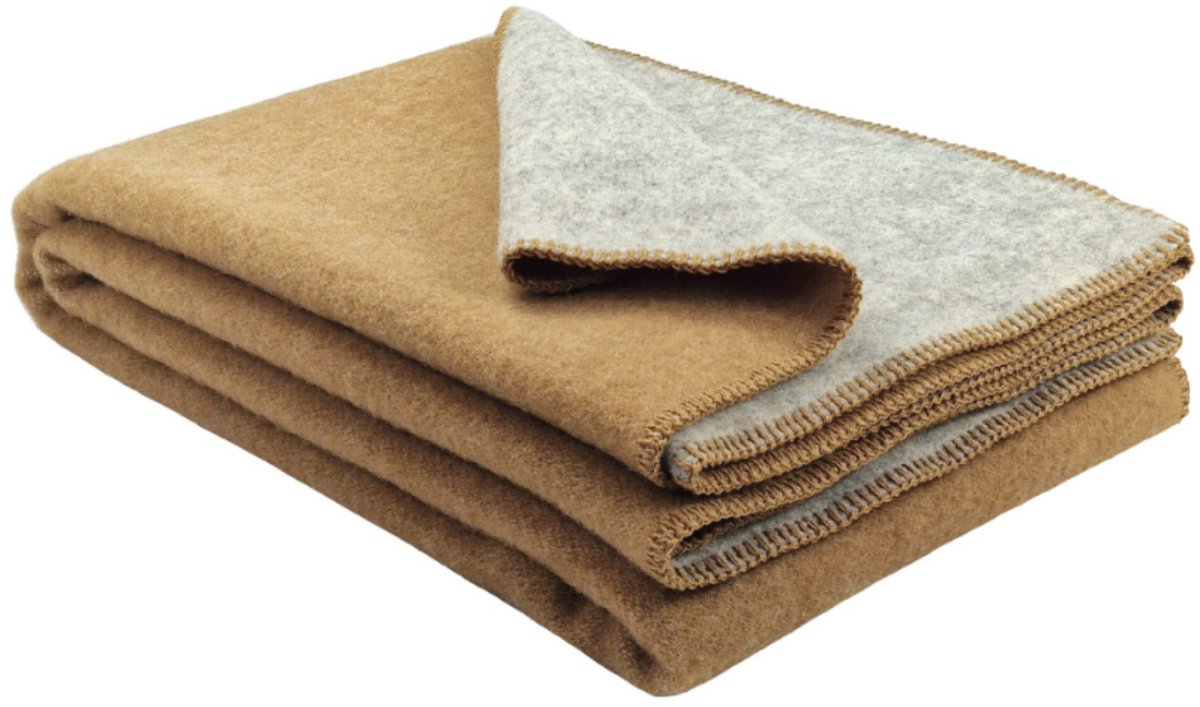 Plaids.shop® Wollen Deken - COPENHAGEN - Beige-Lichtgrijs (150x200cm) Duo