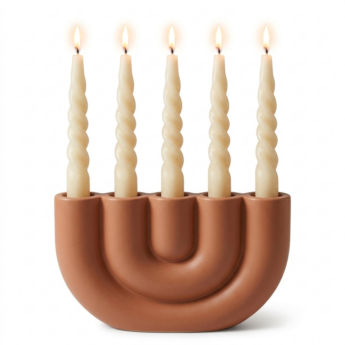 COZELLA® CINQUE Kandelaar Keramiek – Kaarsenhouder 5 Kaarsen – Kaarsenstandaard Tafel Terracotta