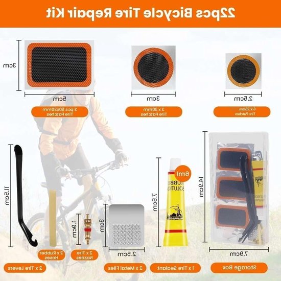 Complete Banden Reparatieset voor Fiets en Motorfiets - Inclusief Bandenlichters en Patches van Merkloos — afbeelding 5