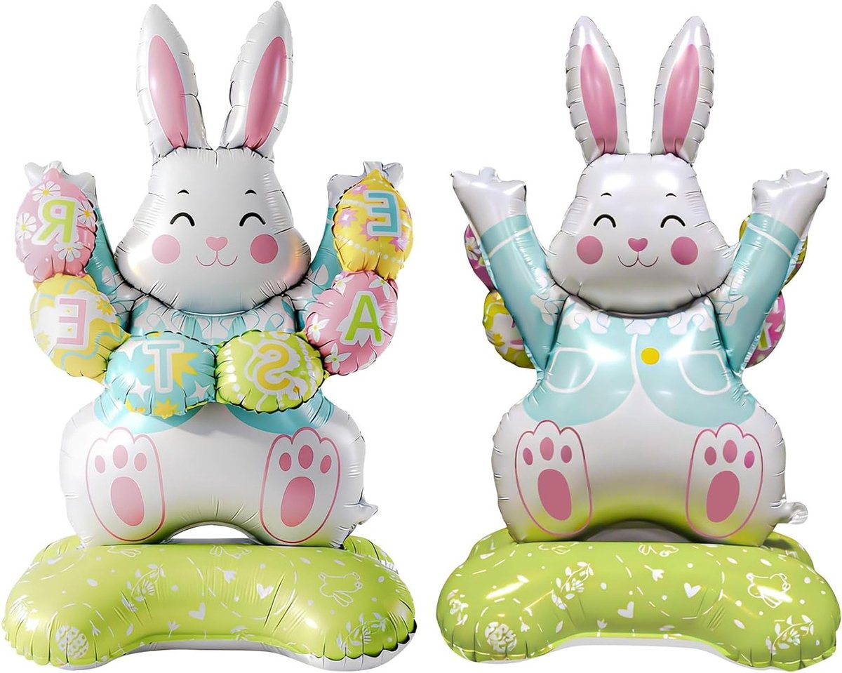 Grote Paashaas Ballonnen Set van 2, Feestdecoratie voor Pasen, Baby Shower en Verjaardagsfeest, Geschikt voor Binnen en Buiten