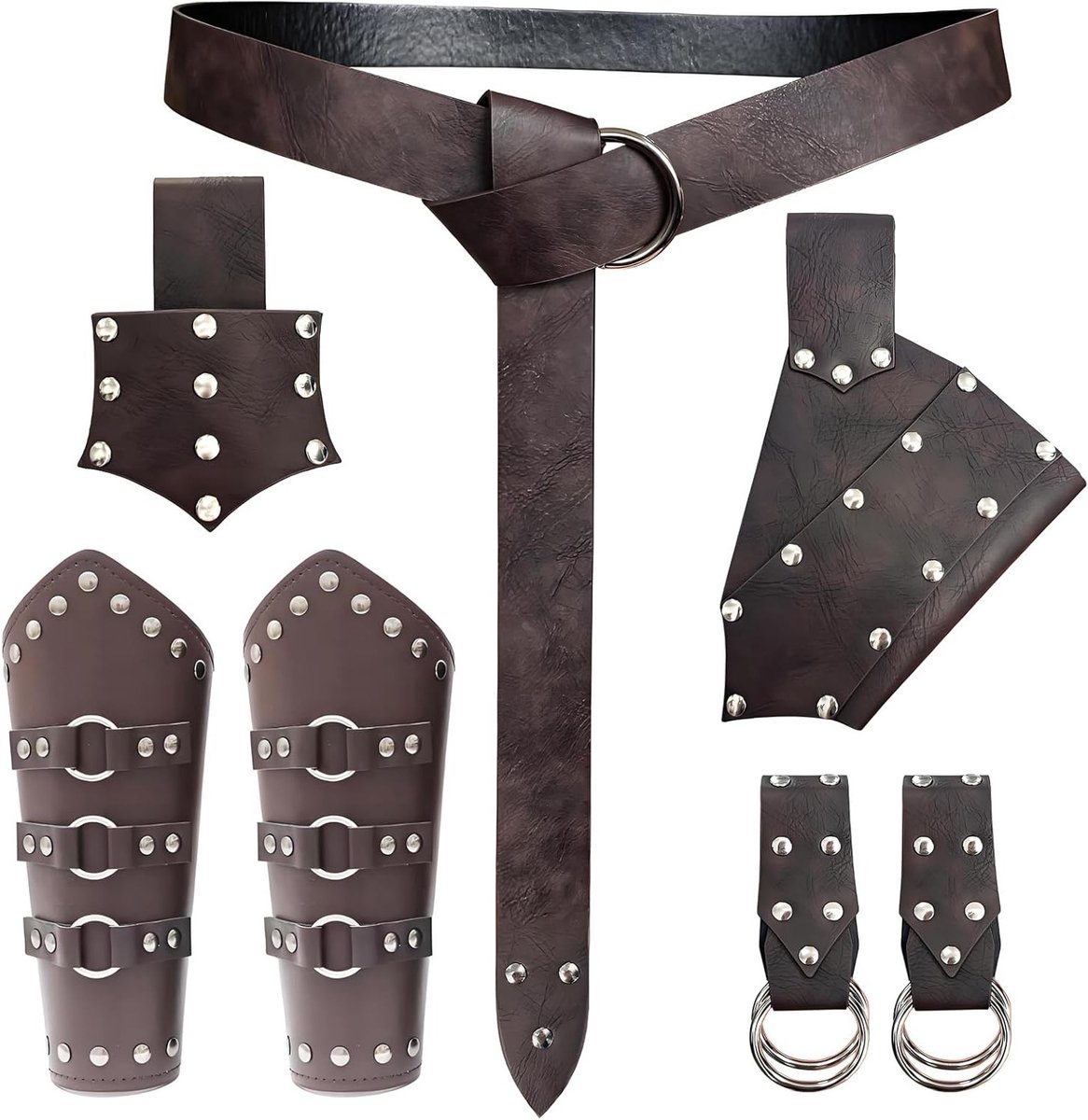 Middeleeuws Viking Kostuum voor Mannen en Vrouwen met Accessoires, Zwaardhouder en Riem voor Historische Cosplay en Renaissance Evenementen