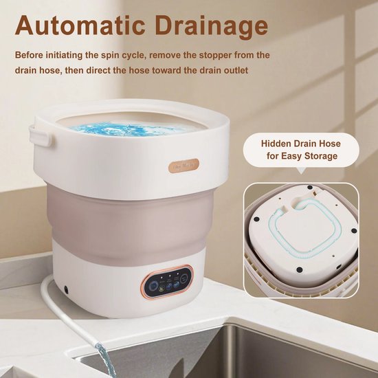 15L Camping Wasmachine - Opvouwbare - Mini - Met Centrifuge - Wasmachine-emmer - Reinigingsmachine - Reiswasmachine — afbeelding 5