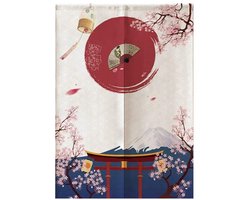Dailygoody - Japanse Noren Deur Gordijn - Decoratief Half Gordijn - Rood - Privacynoren - Keuken en Restaurant Decor - 85 x 120 cm
