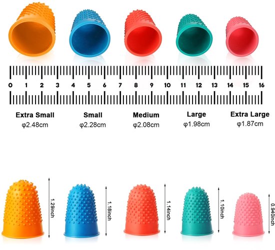 Set van 20 Herbruikbare Rubberen Vingerhoedjes voor Geld tellen, Sorteertaak en Sportgames - Dikke Beschermers in Verschillende Maten - Blauw, Oranje, Groen, Rood, Roze - XL van Merkloos — afbeelding 5
