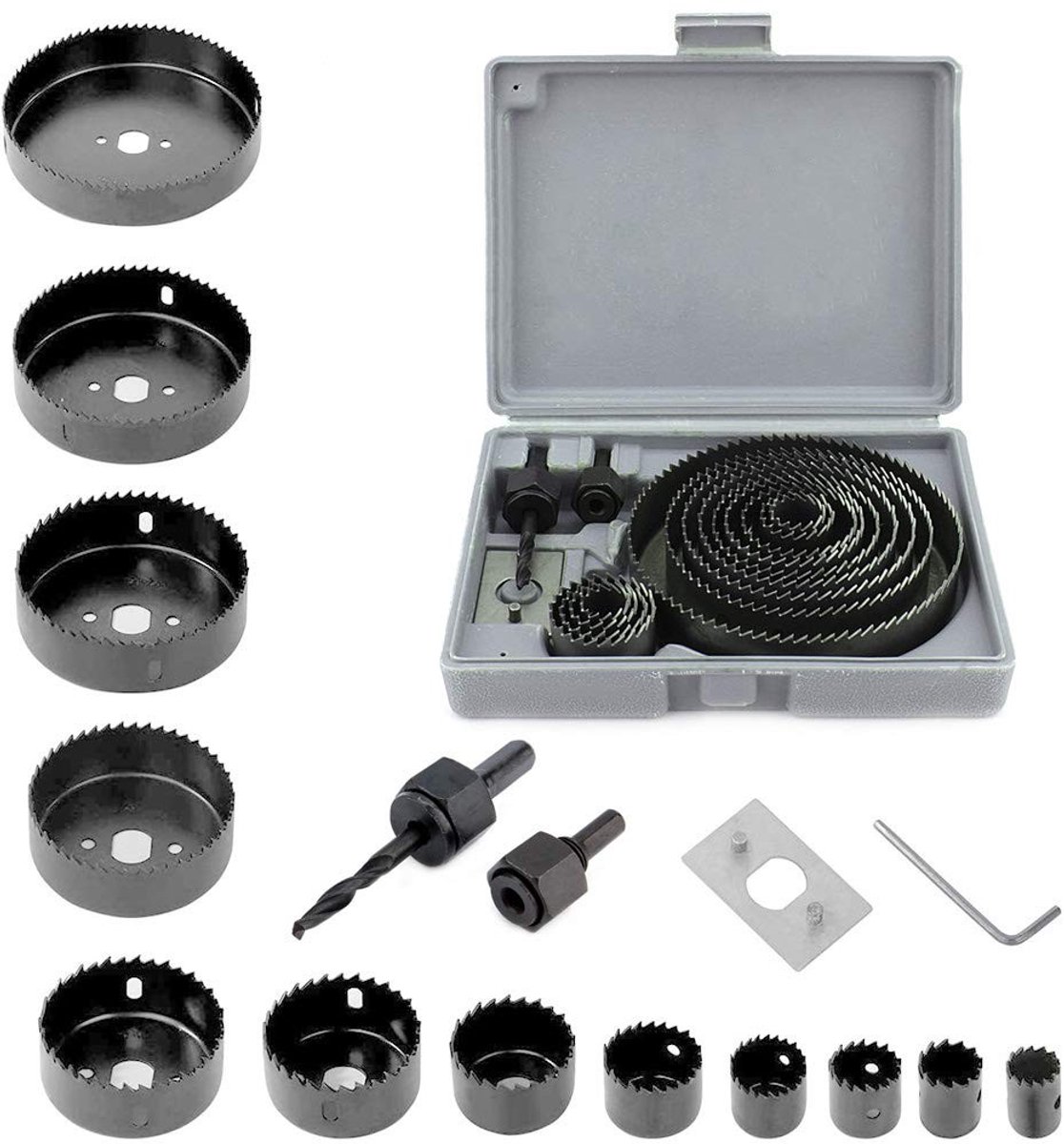 Dailygoody - Hole Saw Set - 16-delige zaagset - Inclusief toolbox - Diverse maten - Geschikt voor hout en gipsplaten - Ideaal voor inbouwspots - Voor