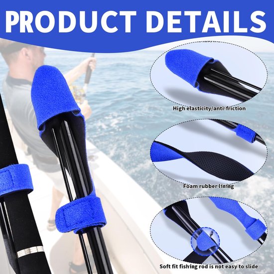 Store_8 - Fishing Rod Straps - Verstelbare Hengelhouder - Bescherming voor Hengels - Zwart Blauw Rood - Anti-slip Hengelaccessoires - Geschikt voor... van Store 8 — afbeelding 2