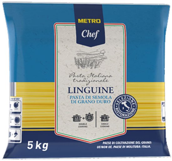 METRO Chef Linguine, paquet de 5 kg de pâtes de blé dur.