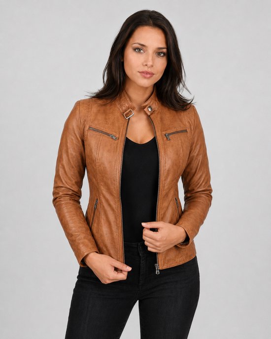 Versano Tulsa Veste de motard en cuir pour femme Veste femme XXL