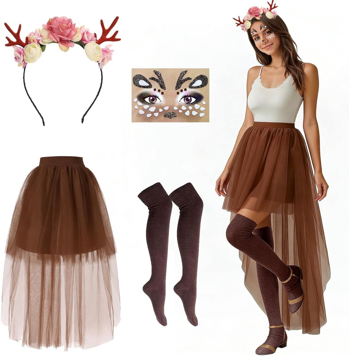 Dierenkostuum Haarband en Tulle Rok voor Vrouwen - Perfect voor Carnaval en Halloween Feesten met Accessoires