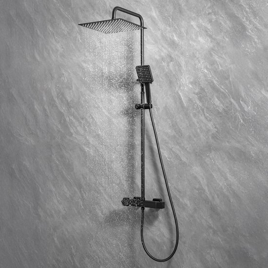 Sofetiy Max Regendouche - Ø 30 cm - Handdouche Met 6 standen - Waterbesparend - Inclusief thermostaatkraan - Zwart