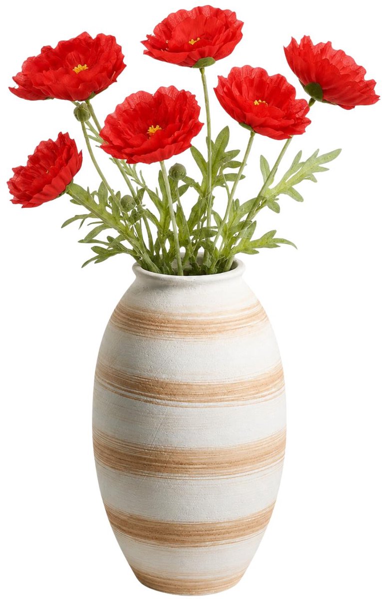 Mica Decorations Kunstbloem Klaproos Poppy - 6x - H62 cm - rood - kunststof - stelen kunstbloemen - boeket - roodn bloemetjes