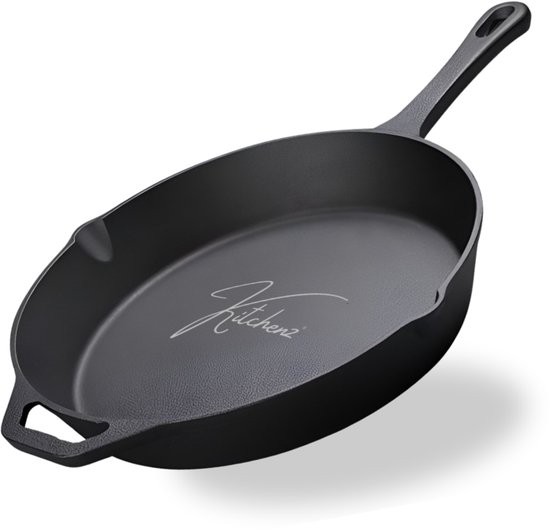Kitchenz® Gietijzeren Pan 30CM – Koekenpan voor Inductie & BBQ – Gietijzer & Multifunctioneel Skillet