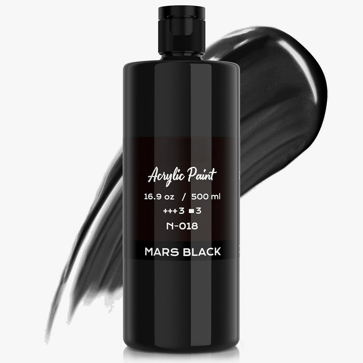 PromoHome Zwarte Acrylverf 500 ml - Rijke Pigmenten, Romig, Snel Drogend, Niet-giftig, Geschikt voor Canvas, Hout, Keramiek, Stof, Steen & Meer