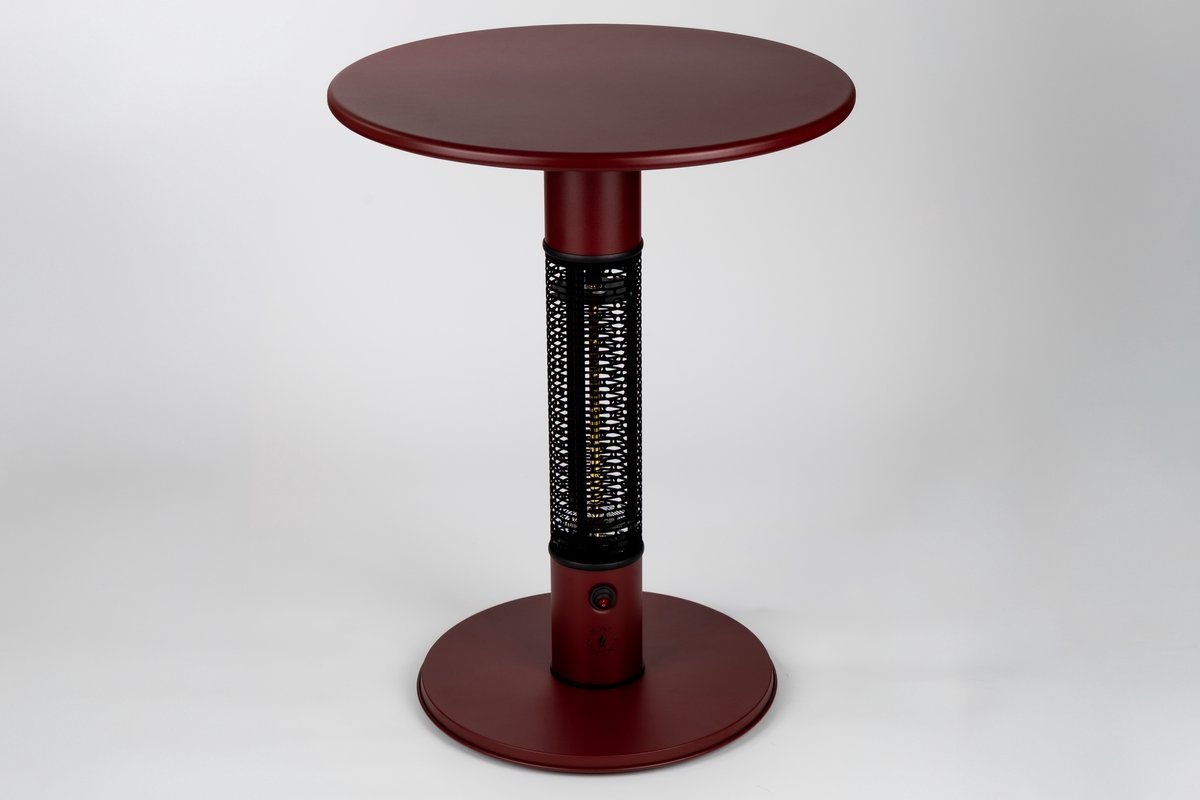 Monti HeatLine Pulse Red - Elektrische terrastafel met heater - 1500W - Tuintafel - Tafelblad Ø60 cm