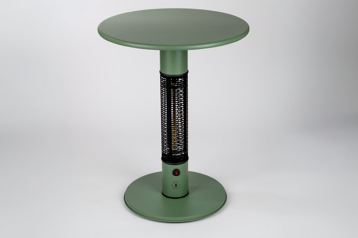 Monti HeatLine Pulse Green - Elektrische terrastafel met heater - 1500W - Tuintafel - Tafelblad Ø60 cm