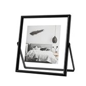 Cadre photo en métal noir acrylique transparent – cadre photo debout moderne minimaliste – support photo carré pour décoration de table salon chambre