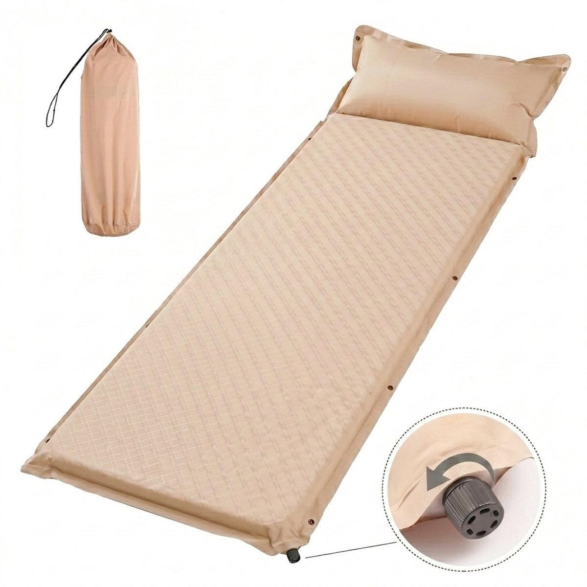 Slaapmat - 192x66 cm Extra Breed - 5 cm Dikte - Incl. Stofvrije Hoes - Comfortabe - Opvouwbaar Kamperen - Logeermatras - 1-Persoons - Kaki