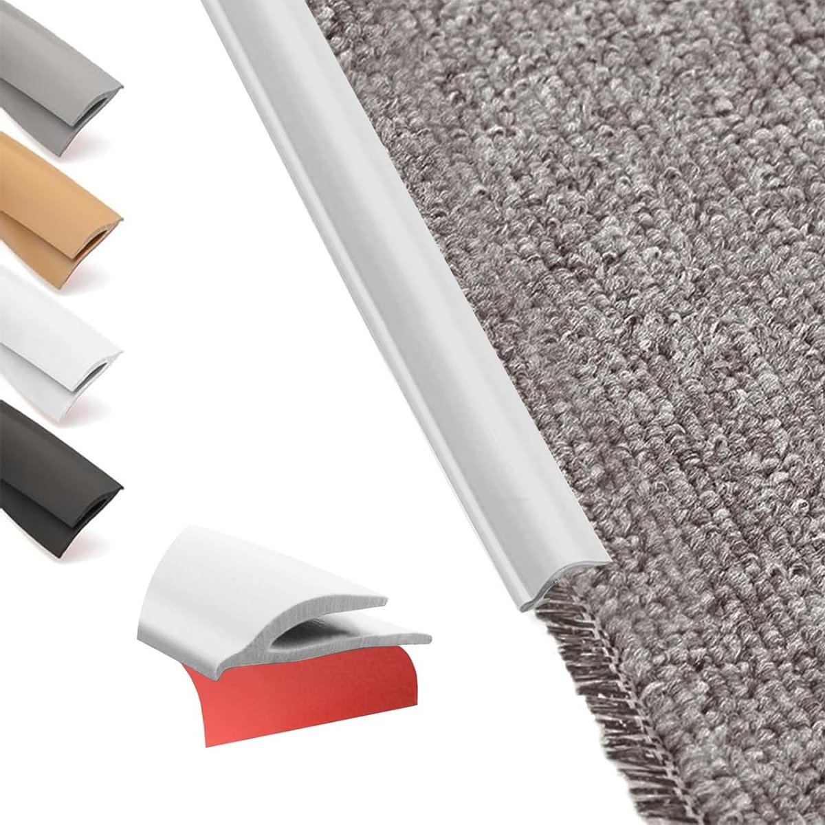 Flexibel PVC Overgangsprofiel voor Tapijt en Tegels, Zelfklevend, Snijbaar, 10m Lang, Idea