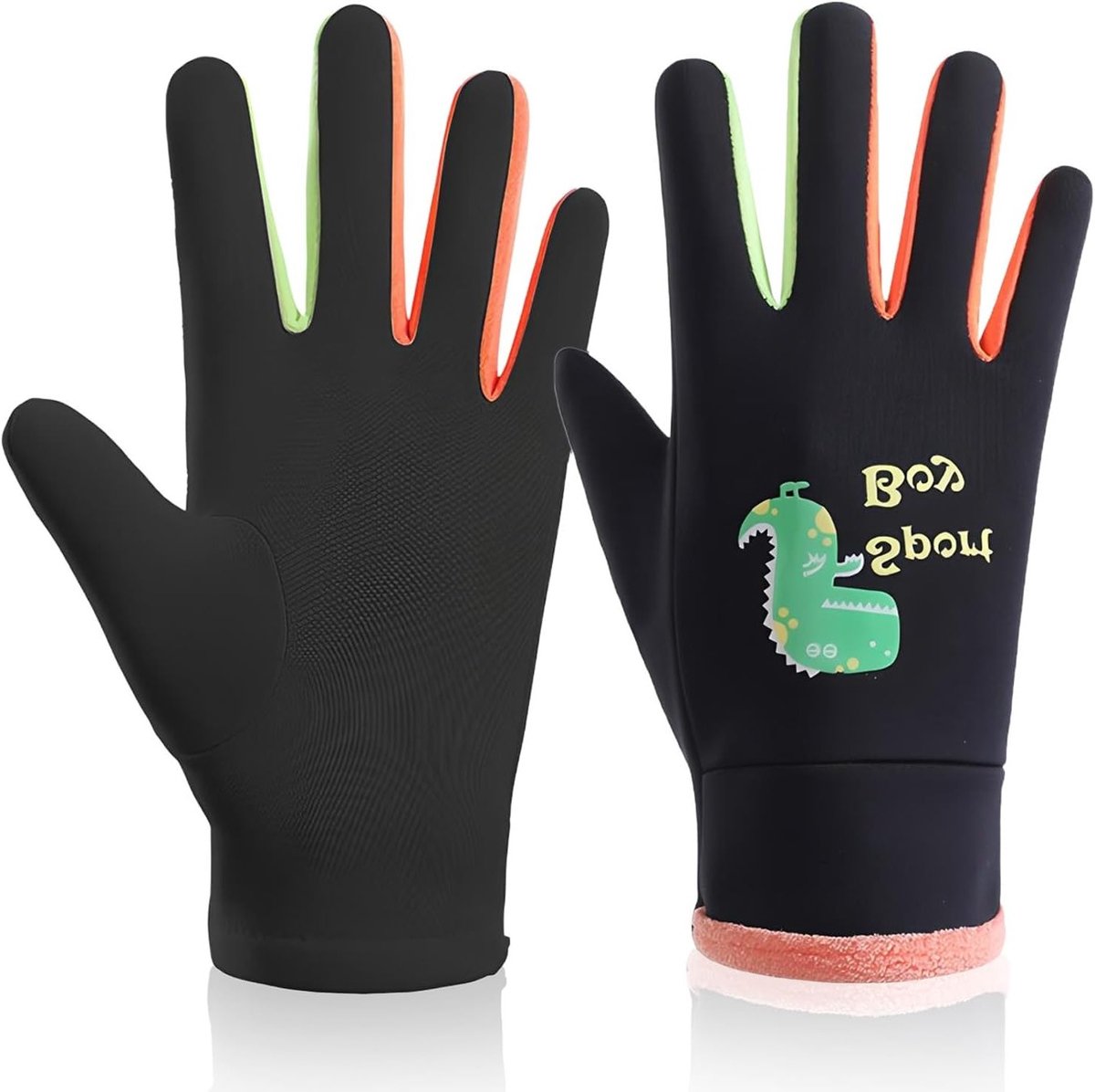 Kinderen Ski Handschoenen voor Winter, Winddichte Thermische Handschoenen voor Jongens en Meisjes 3-8 Jaar, Ideaal voor Skiën, Snowboarden en Fietsen (Zwart)
