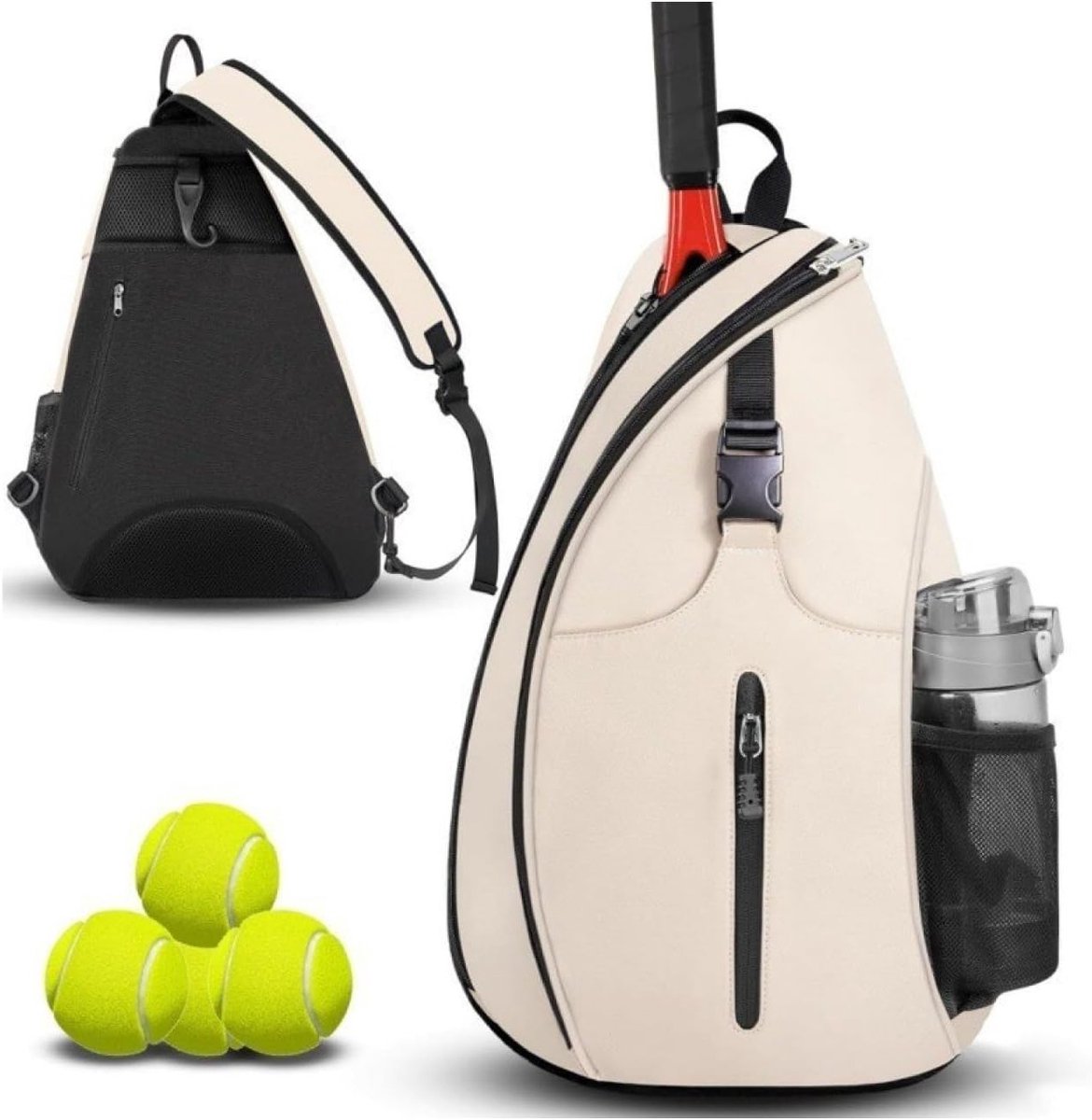 Tennisrugzak voor 2 Rackets, Ideaal voor Tennis, Badminton en Squash, Ruime Racket Tas met Vak voor Accessoires