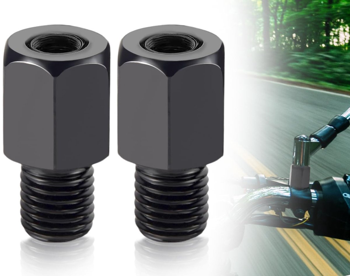 Dailygoody - Spiegeladapter - Universele motorfietsaccessoire - Zwart - M8 naar M10 - Eenvoudige installatie - Geschikt voor bromfietsen