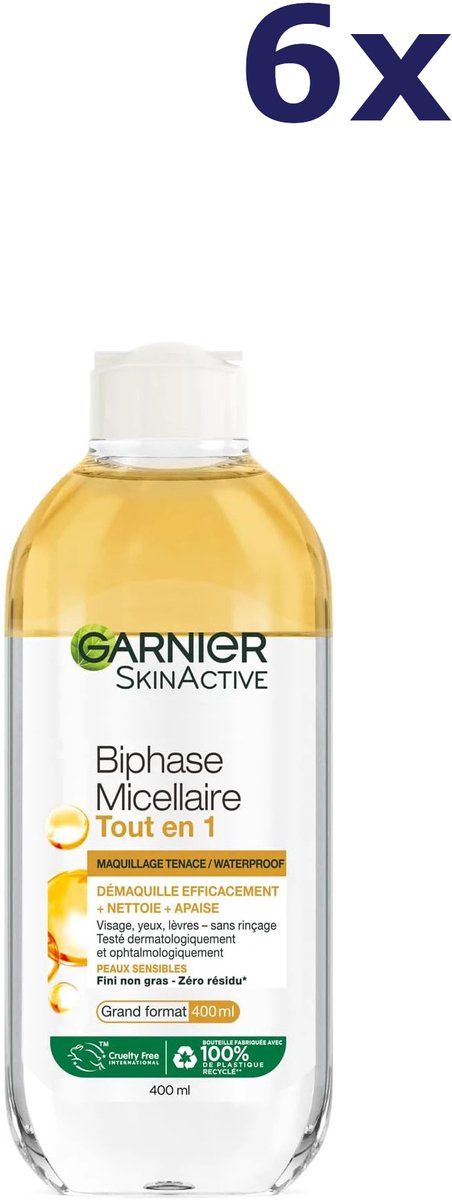 6x Garnier SkinActive Micellaire Biphase All in 1 400 ml