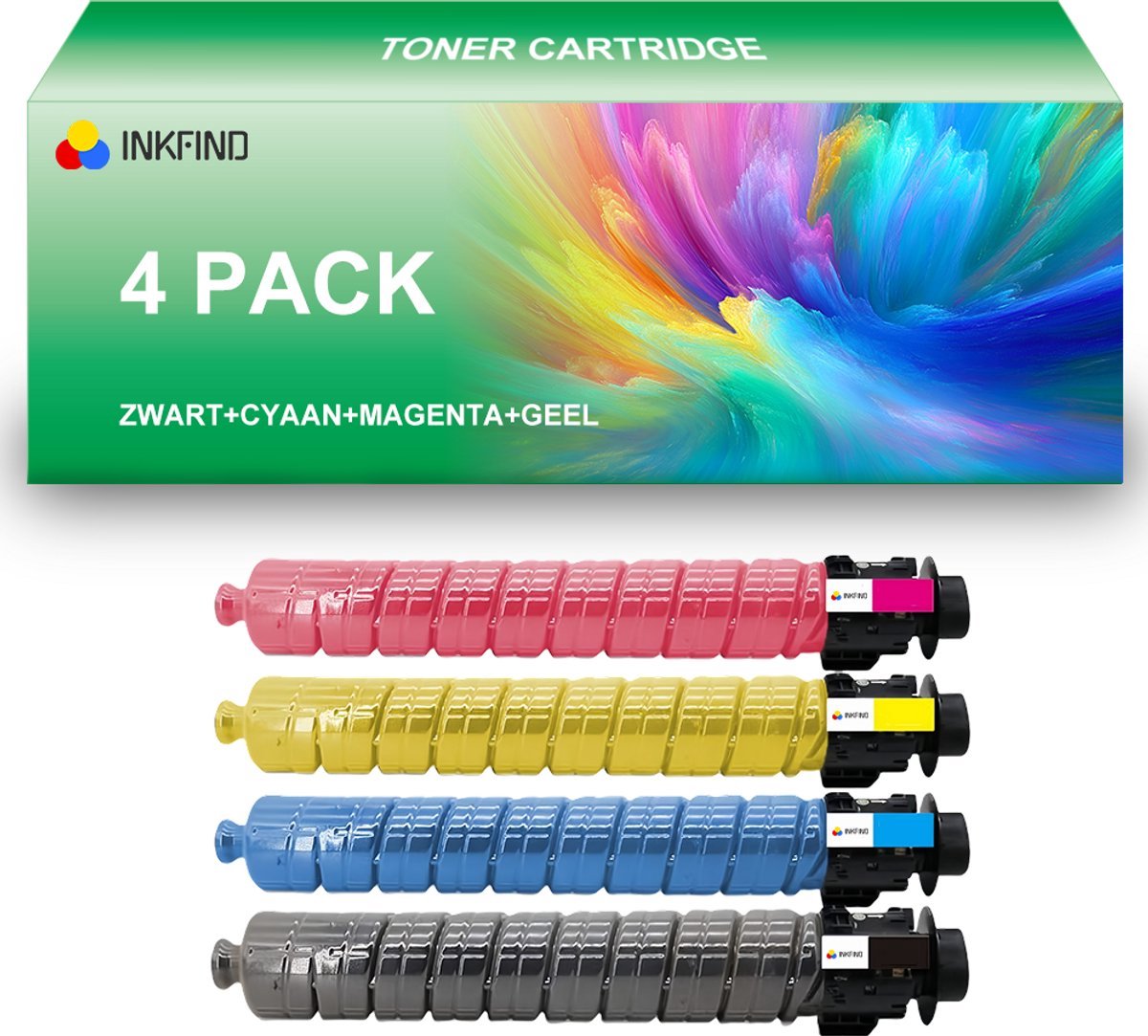 INKFIND T11 Zwart/Cyaan/Magenta/Geel tonercartridge (4 Pack) compatibel met CanonT11 T11 Zwart/Cyaan/Magenta/Geel geschikt voor Canon Color ImagePress V1000 - 4-pack BKCMY