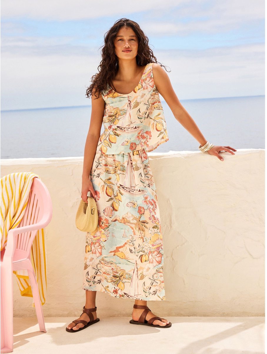 Next - Dames - N. Premium rok van 100% linnen - Crème