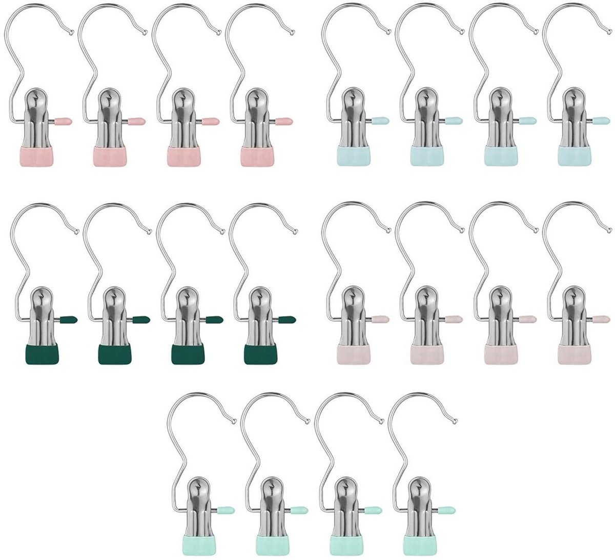 Dailygoody - Antislip metalen haken - Draagbare hoedopberghaken - Roestvrij staal - Handdoekclips - Kleurvol en praktisch - Geschikt voor reizen en th
