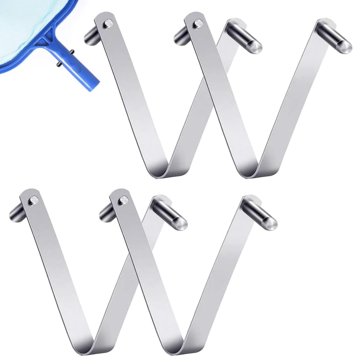 Dailygoody - Zwembad Borstel Clip - Roestvrij Stalen Clips - Duurzaam en Sterk - V-vormige Clip - Geschikt voor Standaard Zwembaden - 4 Stuks